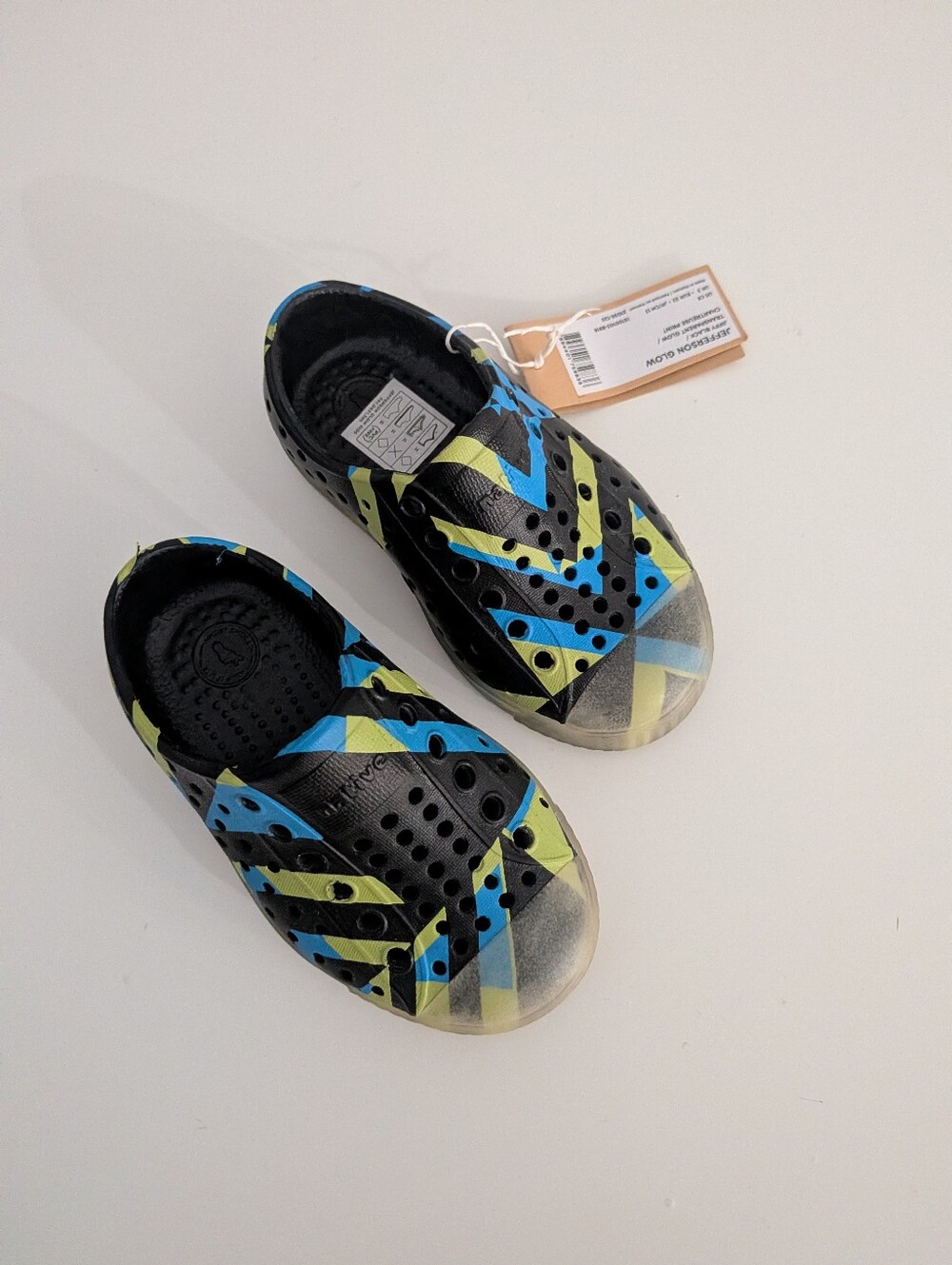 NWT Native Jefferson Glow In The Dark Toddler Water Shoes Slip On C6 EU 22 Chart